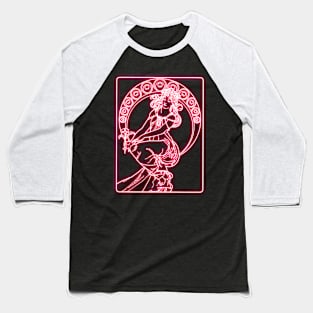 Alphonse Mucha Neon Baseball T-Shirt